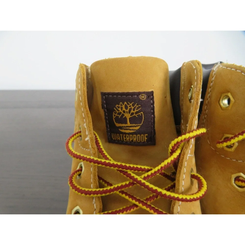 Timberland 6-Inch Premium Boots Boys Size 6 Beige Nubuck Waterproof Hiking Shoe